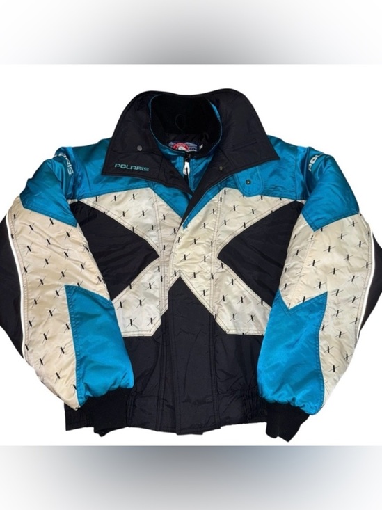 POLARIS GARMENTS Other - Vintage Polaris Men’s Large Snowmobile Jacket Teal Black White Nylon USA